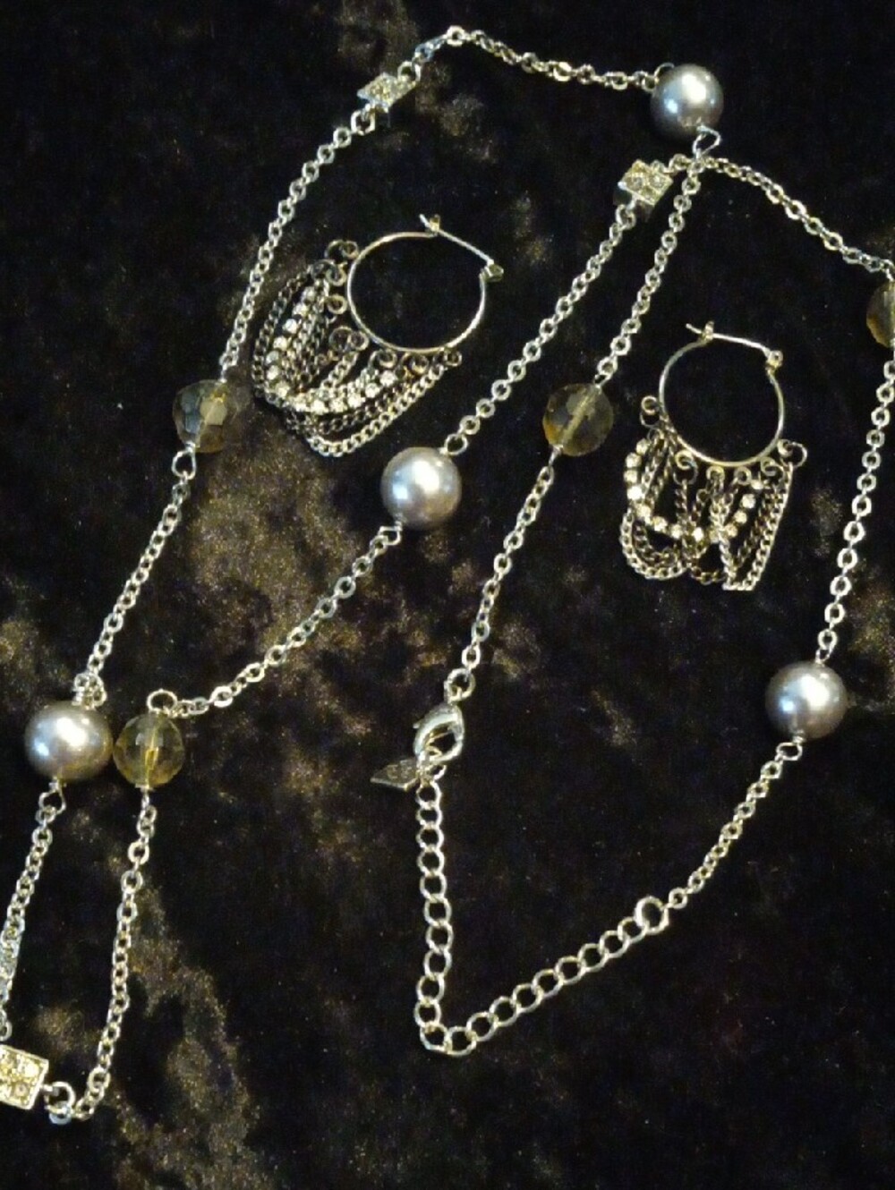 Cookie Lee Silver-Tone Beaded Necklace & Matching Hoop Earrings - Picture 5 of 13